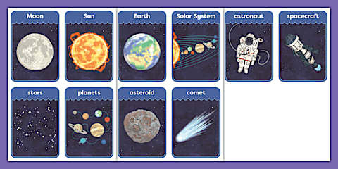 First Grade Objects in the Sky Photo Word Cards