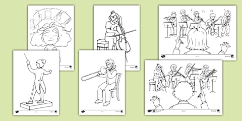 String Ensemble Colouring String Instruments Colouring Sheet