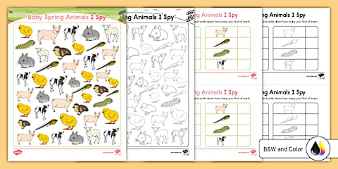 Spring Animals and Their Babies Sorting Worksheet