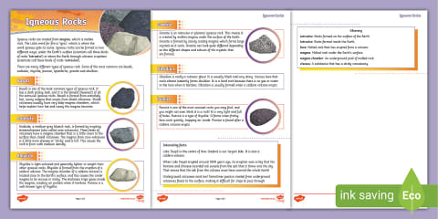 Stages of Igneous Rock Formation Folding Template
