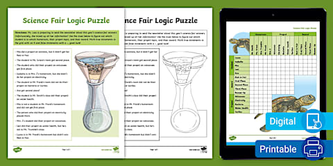 Algebra Critical Thinking Earth Day Logic Puzzle for 6th-8th Grade