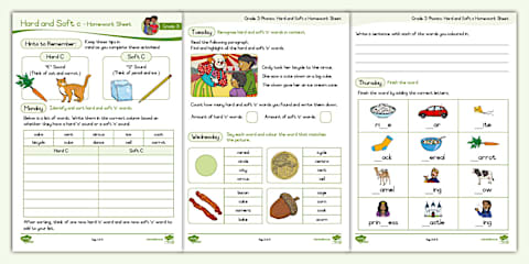 Grade 3 Phonics Hard and Soft G Worksheet