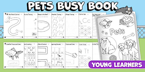 Pets Colour and Count Worksheet