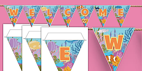 Wildflower Botanical Themed Welcome Back Swallowtail Display Bunting