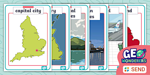 Geo Wonderers KS1 The UK Physical Features Word Mat Lesson Three