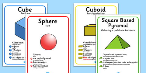 3D Shape Properties Worksheets Polish Translation