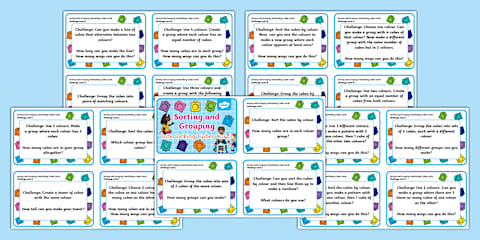 Interlocking Cubes Number Construction Challenge Cards