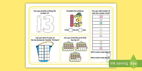 All About Number 13 Worksheet