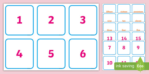 Number Snap Numerals and Number Words 0-20 Matching Cards