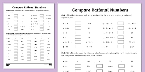 Sixth Grade Compare and Order Rational Numbers