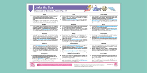 EYFS Under the Sea Continuous Provision Planning Ideas (Ages 0-2)