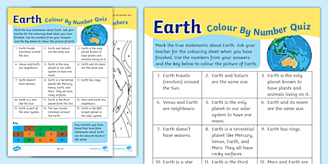 Year 2 Earth and Space Sciences Quiz PowerPoint