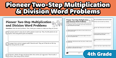 Pioneer One-Step Multiplication and Division Word Problems for Fourth Grade