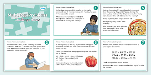 KS2 Multi-Step Division Word Problems Maths Challenge Cards