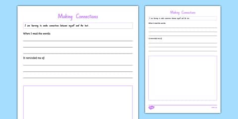 Making Connections - Text to Self Worksheet