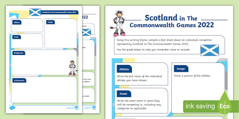 Scotland in The Commonwealth Games 2022 Fact Card Writing Frame