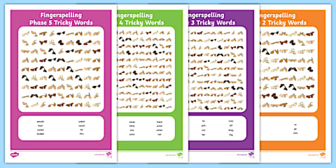 Coloured Phase 2 to 5 Tricky Words Word Cards Pack