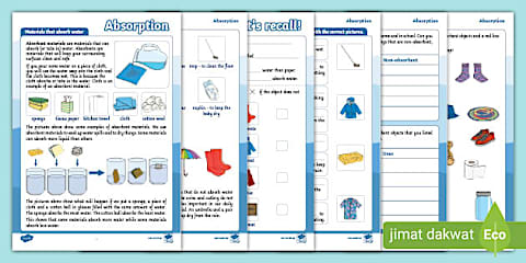 Absorbent and Non-Absorbent Materials Worksheet