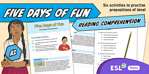 Prepositions of Time in Action ESL Speaking Task [Teens, A2]