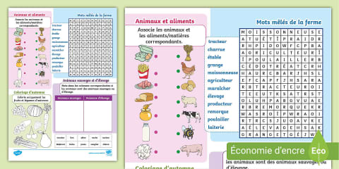 Mots mêlés interactif : Les animaux de la ferme