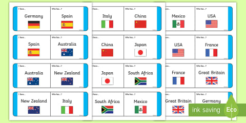 Nationality Matching Cards [Kids, A1-A2]