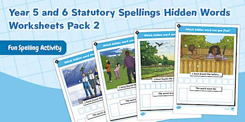 Year 5 and 6 Statutory Spellings Hidden Words Worksheets Pack 1