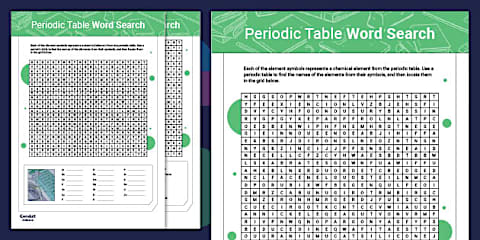 Periodic Table and Atoms: Word Search