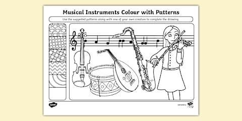String Ensemble Colouring String Instruments Colouring Sheet