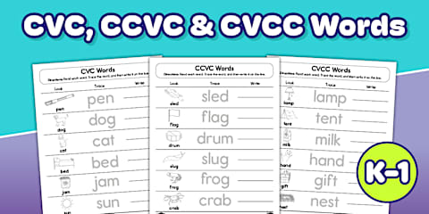 CVCC Words Activity Booklet for K-1st Grade