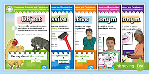 Year 5-6 Vocabulary Grammar and Punctuation Terminology Display Posters