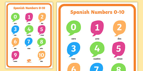 Spanish Numbers 1-10 Matching Card Game