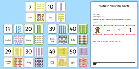 1-20 Number and Quantity Matching Cards