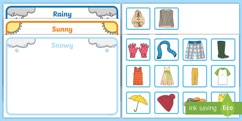 Workstation Pack: Weather Clothes Photo Sorting Activity Pack