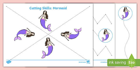 The Little Mermaid Pencil Control Path Worksheets