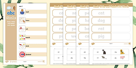 Read, Trace and Write CVC Words Activity Sheets