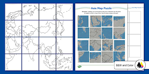 Asian Countries Cut and Paste Labeling Worksheet for 3rd-5th Grade