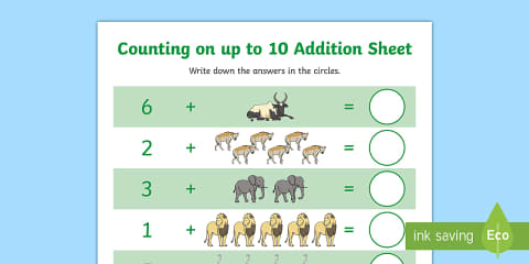 Dinosaur 0-10 Counting on Addition Cards