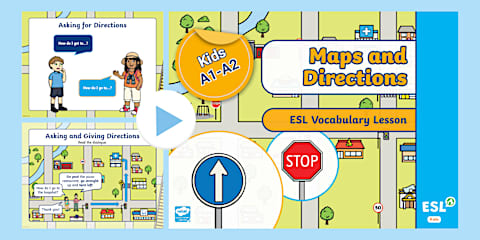 ESL Giving Directions Flashcards [Kids, A1-A2]