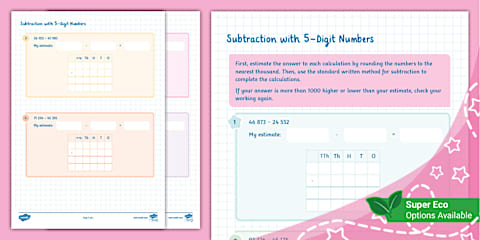 Column Method for Subtraction: 5-Digit Numbers