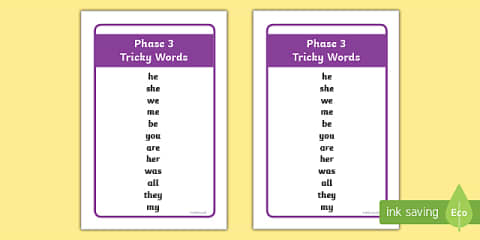 Tricky Word Writing Frame IKEA Tolsby/Fiestad Phase 2 Tricky Words Prompt Frame