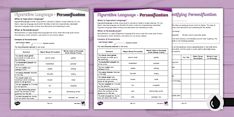 Figurative Language - Personification Differentiated Go Respond Worksheets