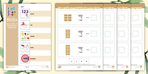 KS1 Number Rods Commutative Multiplication Array Worksheet