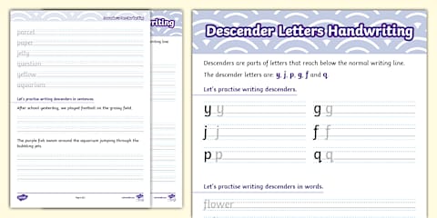 Ascenders and Descenders Continuous Cursive Practice Booklet