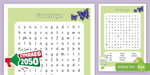 Parts of the Body Word Search Welsh
