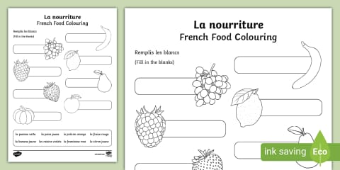 Feuille d'activités : La nourriture et les boissons