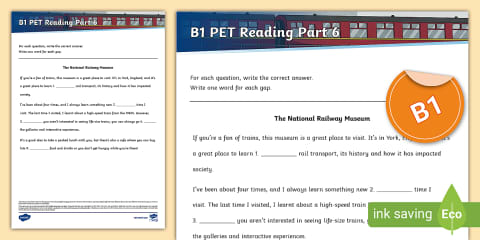 ESL B1 PET Reading Part 2 Worksheet (Gyms)