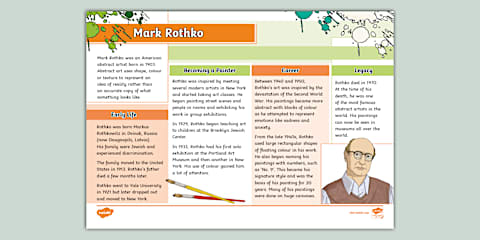 Mark Rothko Lesson Plan Mark Rothko Coloring Sheet