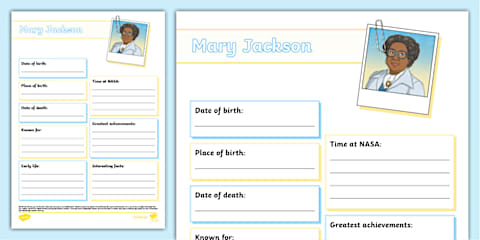 KS2 Katherine Johnson Fact File Template