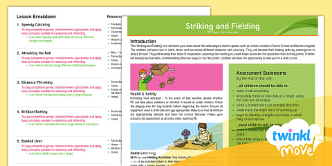 Twinkl Move PE - Year 3 Striking and Fielding: Fundamentals Unit Overview