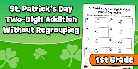 First Grade Easter Two-Digit Addition Without Regrouping Worksheet